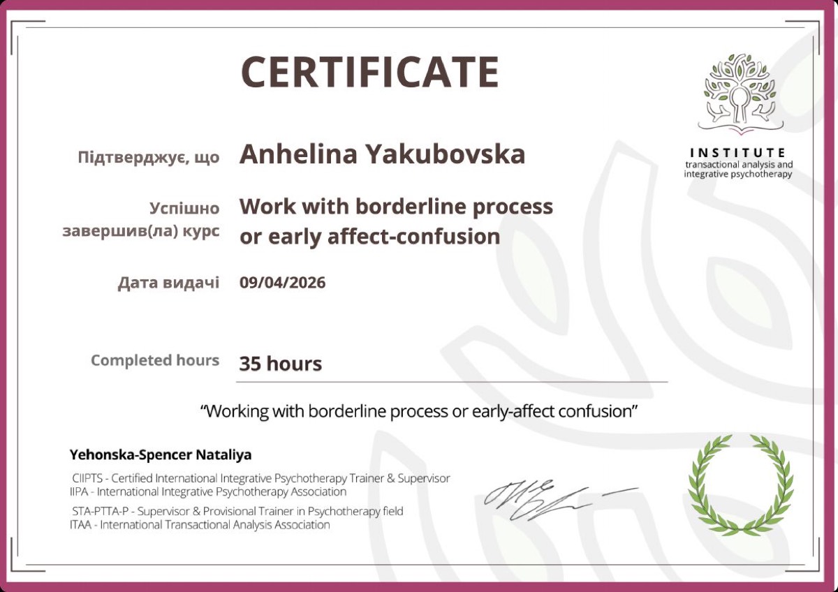 Work with Borderline Process & Early Affect-Confusion
